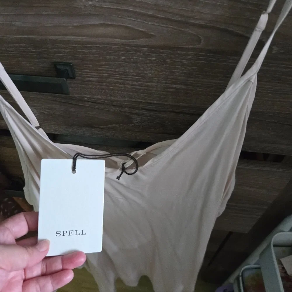 NWT SPELL Mini Slip Cream Dress XxL